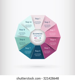 Vector infographic. Template for diagram, graph, presentation and chart. Business concept with 10 options, parts, steps or processes. 