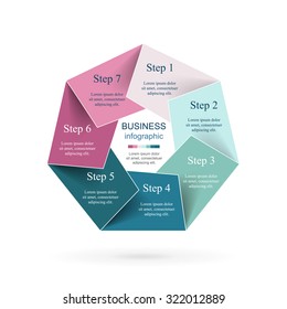 Vector infographic. Template for diagram, graph, presentation and chart. Business concept with 7 options, parts, steps or processes. 