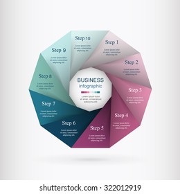 Vector infographic. Template for diagram, graph, presentation and chart. Business concept with 10 options, parts, steps or processes. 