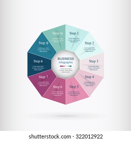 Vector infographic. Template for diagram, graph, presentation and chart. Business concept with 10 options, parts, steps or processes. 