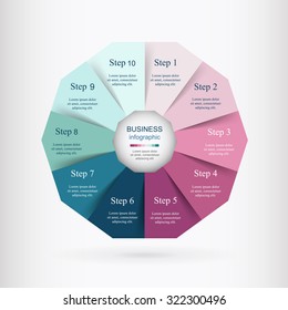 Vector infographic. Template for diagram, graph, presentation and chart. Business concept with 10 options, parts, steps or processes. 