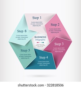 Vector infographic. Template for diagram, graph, presentation and chart. Business concept with 6 options, parts, steps or processes. 