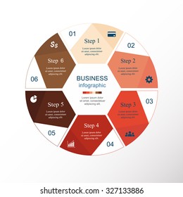 Vector infographic. Template for diagram, graph, presentation and chart. Business concept with 6 options, parts, steps or processes. 