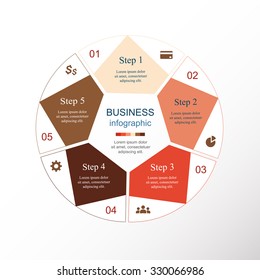 Vector infographic. Template for diagram, graph, presentation and chart. Business concept with 5 options, parts, steps or processes. 