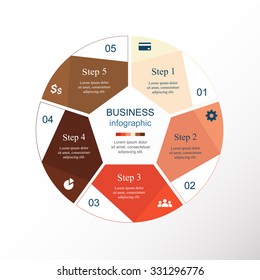 Vector infographic. Template for diagram, graph, presentation and chart. Business concept with 5 options, parts, steps or processes. 