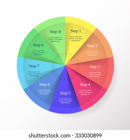 Vector infographic. Template for diagram, graph, presentation and chart. Business concept with 9 options, parts, steps or processes. 