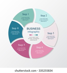 Vector infographic. Template for diagram, graph, presentation and chart. Business concept with 6 options, parts, steps or processes. 