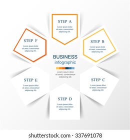 Vector infographic. Template for diagram, graph, presentation and chart. Business concept with 6 options, parts, steps or processes. 