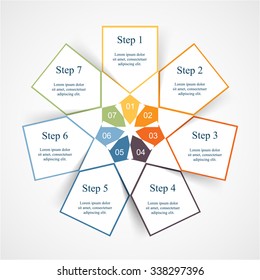 Vector infographic. Template for diagram, graph, presentation and chart. Business concept with 7 options, parts, steps or processes. 