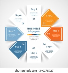 Vector infographic. Template for diagram, graph, presentation and chart. Business concept with 8 options, parts, steps or processes. 