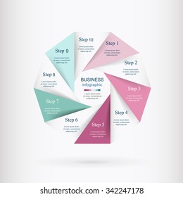 Vector infographic. Template for diagram, graph, presentation and chart. Business concept with 10 options, parts, steps or processes. 