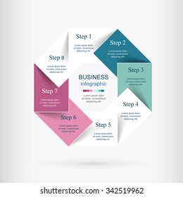 Vector infographic. Template for diagram, graph, presentation and chart. Business concept with 8 options, parts, steps or processes. 