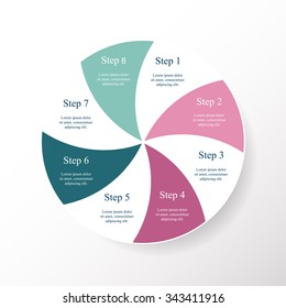 Vector infographic. Template for diagram, graph, presentation and chart. Business concept with 8 options, parts, steps or processes. 