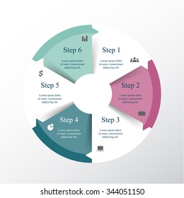 Vector infographic. Template for diagram, graph, presentation and chart. Business concept with 6 options, parts, steps or processes. 