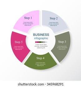Vector infographic. Template for diagram, graph, presentation and chart. Business concept with 5 options, parts, steps or processes. 