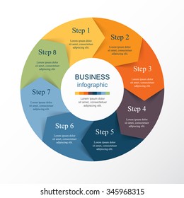 Vector infographic. Template for diagram, graph, presentation and chart. Business concept with 8 options, parts, steps or processes. 