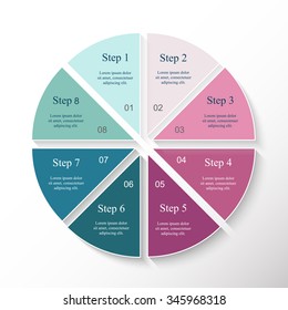 Vector infographic. Template for diagram, graph, presentation and chart. Business concept with 8 options, parts, steps or processes. 
