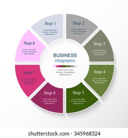 Vector infographic. Template for diagram, graph, presentation and chart. Business concept with 8 options, parts, steps or processes. 