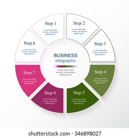 Vector infographic. Template for diagram, graph, presentation and chart. Business concept with 8 options, parts, steps or processes. 