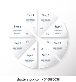 Vector infographic. Template for diagram, graph, presentation and chart. Business concept with 8 options, parts, steps or processes. 