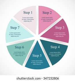 Vector infographic. Template for diagram, graph, presentation and chart. Business concept with 7 options, parts, steps or processes. 