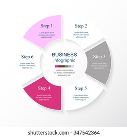 Vector infographic. Template for diagram, graph, presentation and chart. Business concept with 6 options, parts, steps or processes. 