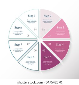 Vector infographic. Template for diagram, graph, presentation and chart. Business concept with 8 options, parts, steps or processes. 