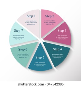 Vector infographic. Template for diagram, graph, presentation and chart. Business concept with 7 options, parts, steps or processes. 