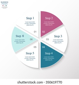 Vector infographic. Template for diagram, graph, presentation and chart. Business concept with 6 options, parts, steps or processes. 
