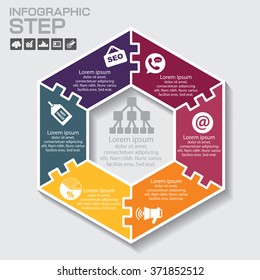 Vector infographic. Template for diagram, graph, presentation and chart. Business concept with six options, parts, steps or processes.