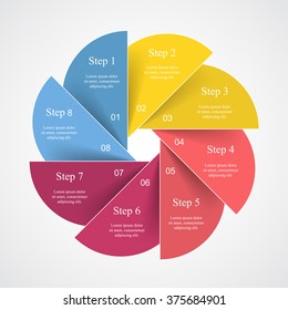 Vector infographic. Template for diagram, graph, presentation and chart. Business concept with 8 options, parts, steps or processes. 