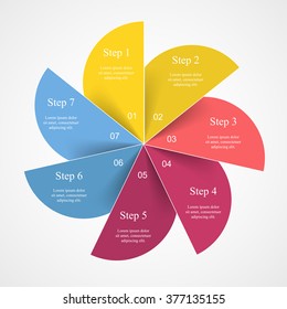Vector infographic. Template for diagram, graph, presentation and chart. Business concept with 7 options, parts, steps or processes. 