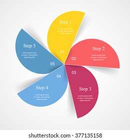 Vector infographic. Template for diagram, graph, presentation and chart. Business concept with 5 options, parts, steps or processes. 
