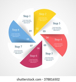 Vector infographic. Template for diagram, graph, presentation and chart. Business concept with 8 options, parts, steps or processes. 