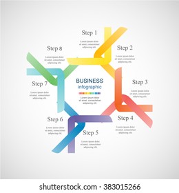 Vector infographic. Template for diagram, graph, presentation and chart. Business concept with 8 options, parts, steps or processes. 