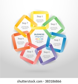 Vector infographic. Template for diagram, graph, presentation and chart. Business concept with 7 options, parts, steps or processes. 