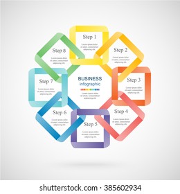 Vector infographic. Template for diagram, graph, presentation and chart. Business concept with 8 options, parts, steps or processes. 