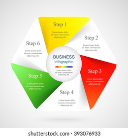 Vector infographic. Template for diagram, graph, presentation and chart. Business concept with 6 options, parts, steps or processes. 