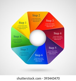 Vector infographic. Template for diagram, graph, presentation and chart. Business concept with 8 options, parts, steps or processes. 