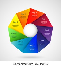Vector infographic. Template for diagram, graph, presentation and chart. Business concept with 9 options, parts, steps or processes. 