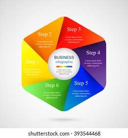 Vector infographic. Template for diagram, graph, presentation and chart. Business concept with 6 options, parts, steps or processes. 