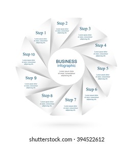 Vector infographic. Template for diagram, graph, presentation and chart. Business concept with 10 options, parts, steps or processes. 