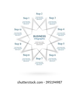 Vector infographic. Template for diagram, graph, presentation and chart. Business concept with 10 options, parts, steps or processes. 
