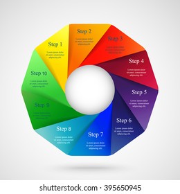 Vector infographic. Template for diagram, graph, presentation and chart. Business concept with 10 options, parts, steps or processes. 
