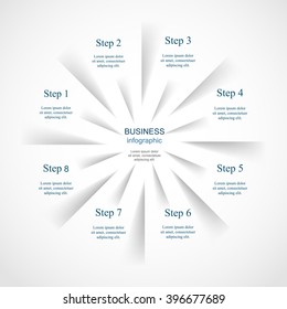 Vector infographic. Template for diagram, graph, presentation and chart. Business concept with 8 options, parts, steps or processes. 