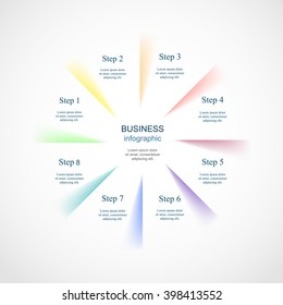 Vector infographic. Template for diagram, graph, presentation and chart. Business concept with 8 options, parts, steps or processes. 