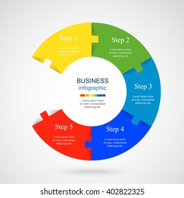 Vector infographic. Template for diagram, graph, presentation and chart. Business concept with 5 options, parts, steps or processes. 