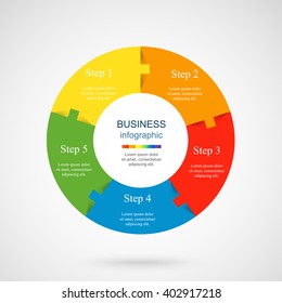 Vector infographic. Template for diagram, graph, presentation and chart. Business concept with 5 options, parts, steps or processes. 