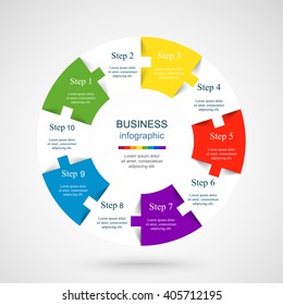 Vector infographic. Template for diagram, graph, presentation and chart. Business concept with 10 options, parts, steps or processes. 