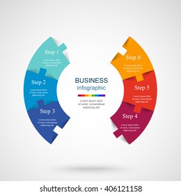 Vector infographic. Template for diagram, graph, presentation and chart. Business concept with 6 options, parts, steps or processes. 